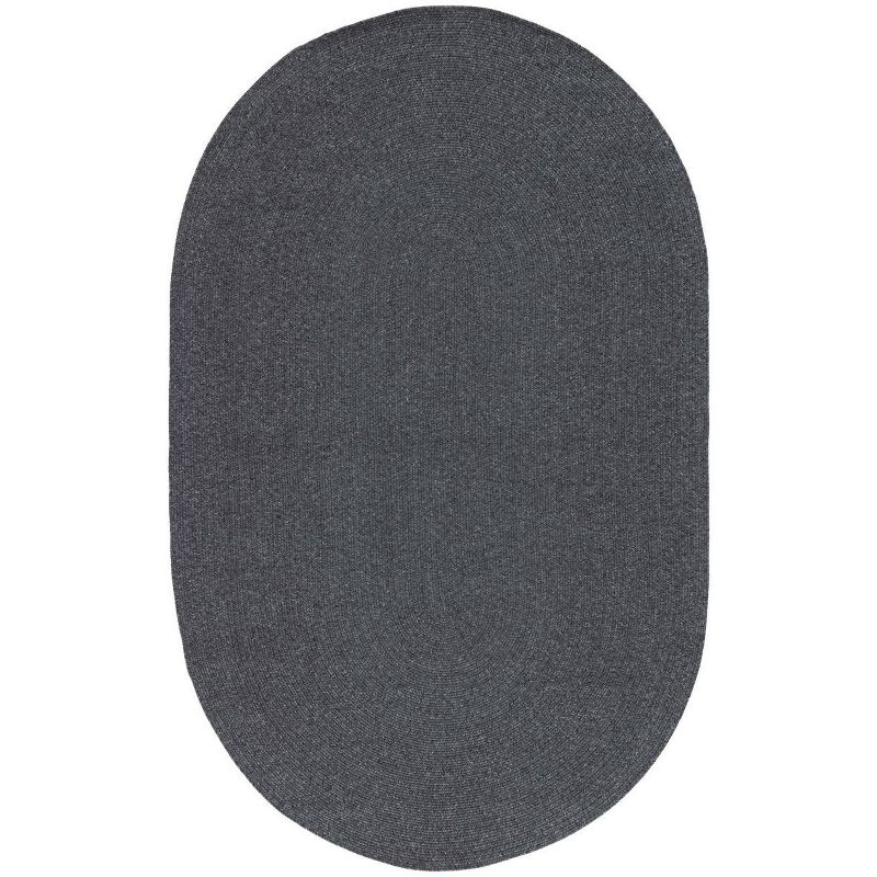 Braided BRA201 Hand Woven Indoor Machine Washable Area Rug - Black - 4'x6' Oval - Safavieh