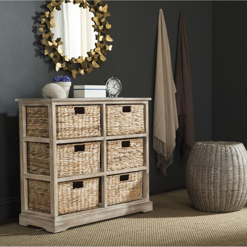 Keenan 6 Basket Storage Chest - AMH5740 - White Wash - Safavieh Couture