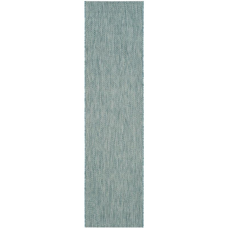 Courtyard CY8521 Power Loomed Indoor/Outdoor Runner Rug - Aqua/Grey - 2'3"x12' - Safavieh.