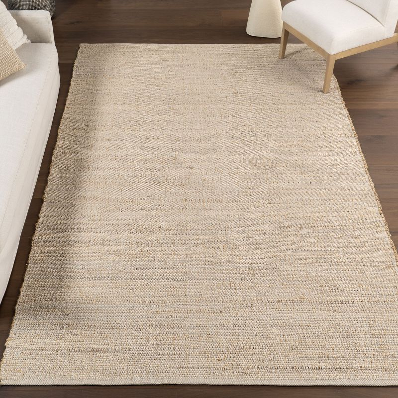 Nuloom 2x8 Elfriede Jute & Cotton Hand Woven Indoor Area Rug, Natural, Solid Rustic Farmhouse Style Natural Fiber Bedroom, Living Room,