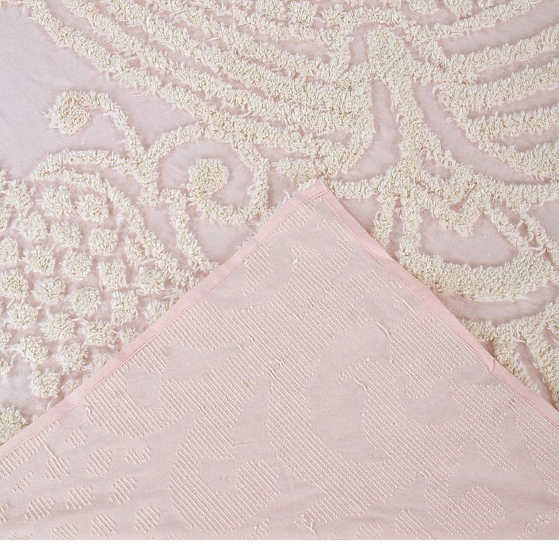 King Florence Collection 100% Cotton Tufted Unique Luxurious Medallion Design Bedspread Pink - Better Trends