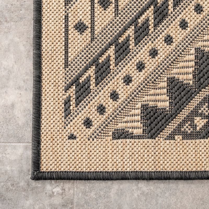 Nuloom Landry Geometric 2x8 Indoor/Outdoor Runner Rug for Living Room Patio Deck Front Porch Entryway Hallway Kitchen, Charcoal/Ivory