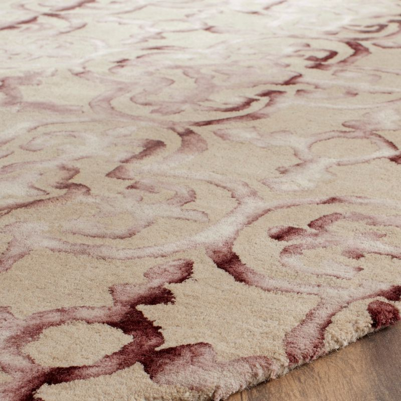 Dip Dye DDY711 Hand Tufted Indoor Area Rug - Beige/Maroon - 7' Round - Safavieh