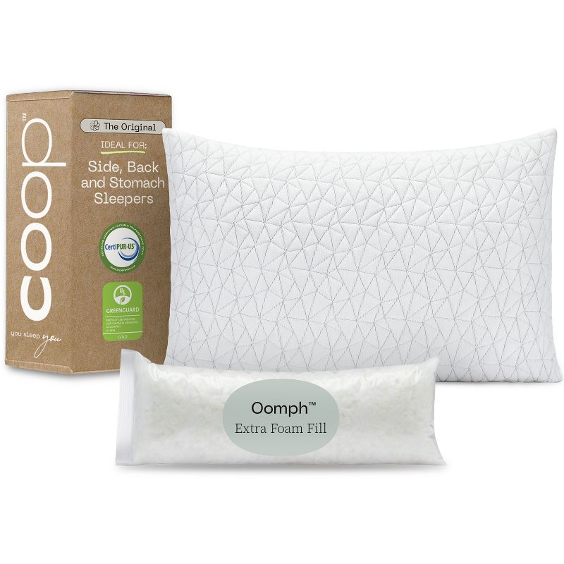 Coop Home Goods Original Adjustable Pillow, Queen Size Bed Pillows for Sleeping, Cross Cut Memory Foam - Medium Firm Back, Stomach & Side Sleeper