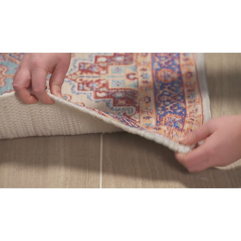 Saffron SFN510 Hand Loomed Area Rug - Blue/Rust - 5'x8' - Safavieh.