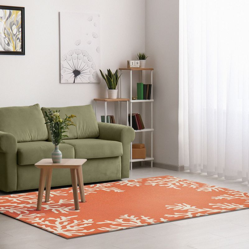 Liora Manne Capri Coral Border Indoor/Outdoor Rug Coral 2'6" x 4'