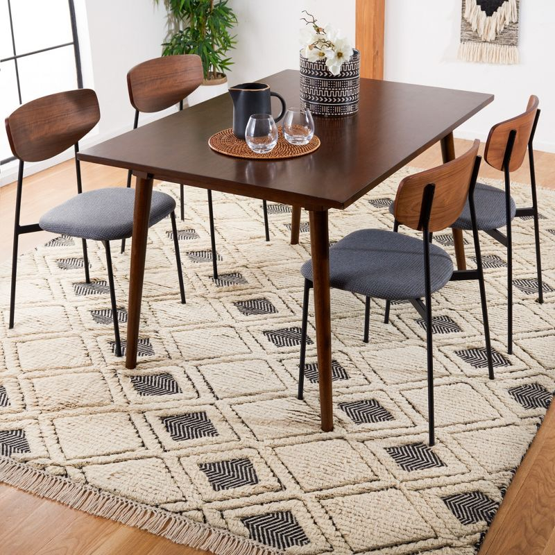 Kenya KNY805 Hand Knotted Area Rug - Ivory/Black - 8'9"x11'9" - Safavieh.