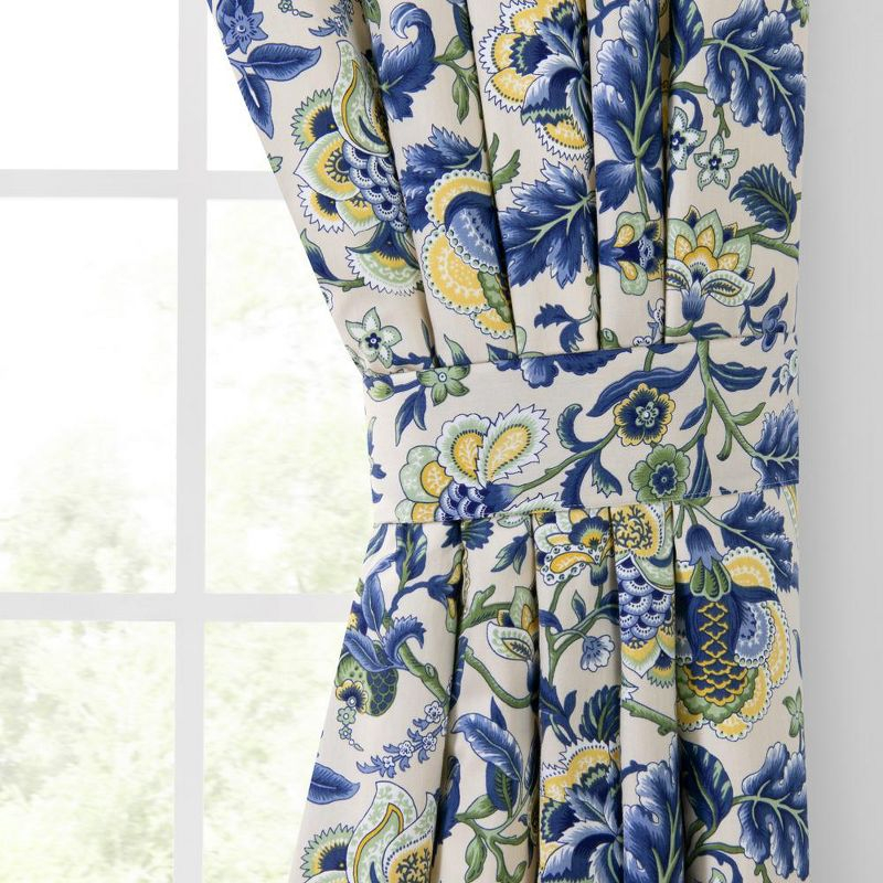 Ellis Curtain Regency 3" Rod Pocket Curtain Panel Pair with Tiebacks 96" x 84" Blue