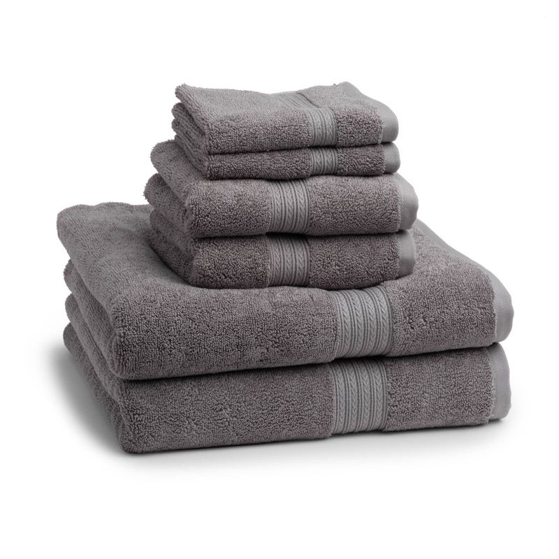 6pc Signature Solid Bath Towel Set Gray - Cassadecor