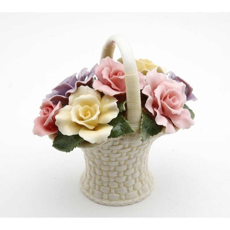 Kevins Gift Shoppe Ceramic Rose Flowers Basket Figurine