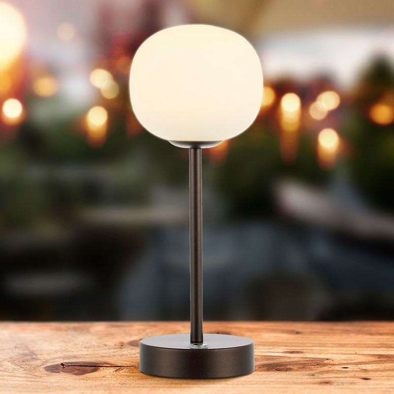 JONATHAN Y Natalia 12.25" Modern Farmhouse Iron Rechargeable Integrated Portable LED Table Lamp, Oil Rubbed Bronze/White
