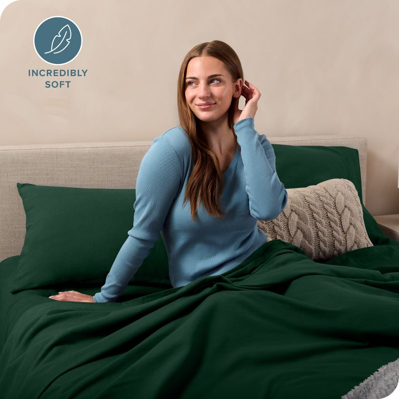 Forest Green Cotton Flannel Twin Sheet Set by Bare Home