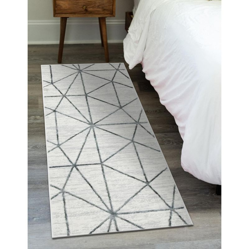 Unique Loom 3' 0 x 10' 0 Runner White Matrix Trellis Geometric Area Rug