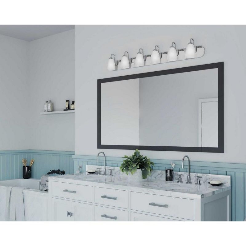 Progress Lighting Gather 6-Light Bath Bracket, Polished Chrome, Etched Glass Shades