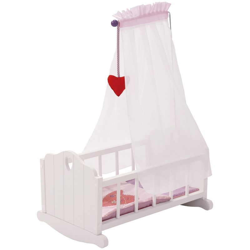Roba Doll Cradle Set: Fienchen - Heart, Pink & White