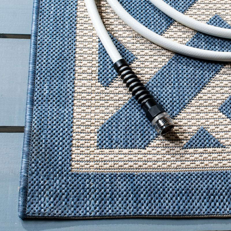 Courtyard CY6306 Power Loomed Indoor/Outdoor Area Rug - Blue/Light Beige - 6'7"x9'6" - Safavieh.