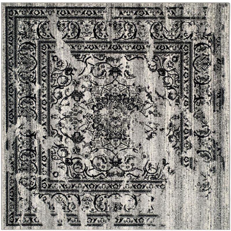 Adirondack ADR101 Power Loomed Area Rug - Silver/Black - 8'x8' - Safavieh.