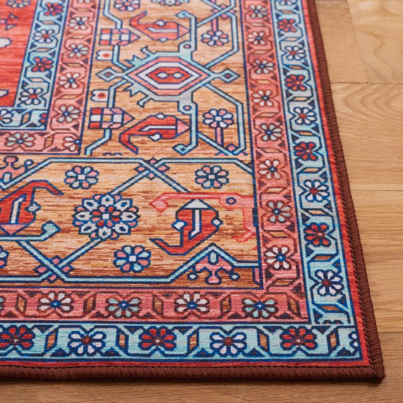 Tucson TSN152 Power Loomed Indoor Machine Washable Area Rug - Rust/Navy - 8'x10' - Safavieh