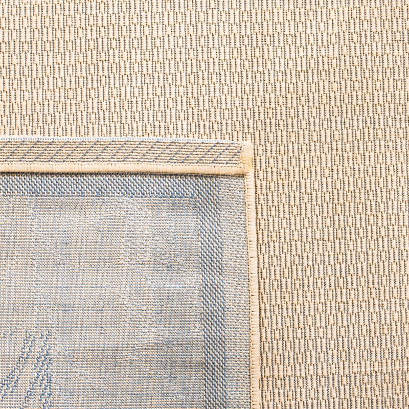 Courtyard CY1704 Power Loomed Indoor and Outdoor Area Rug - Natural/Blue - 4'x5'7" - Safavieh