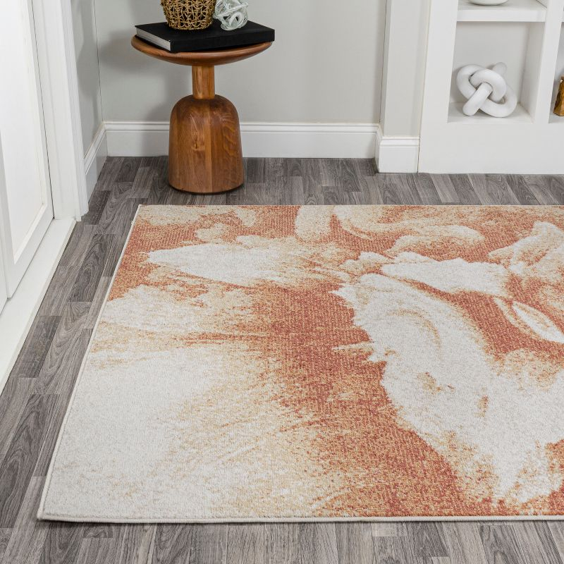 5' x 8' Petalo Abstract Two-Tone Modern Area Rug, Orange/Cream - JONATHAN Y