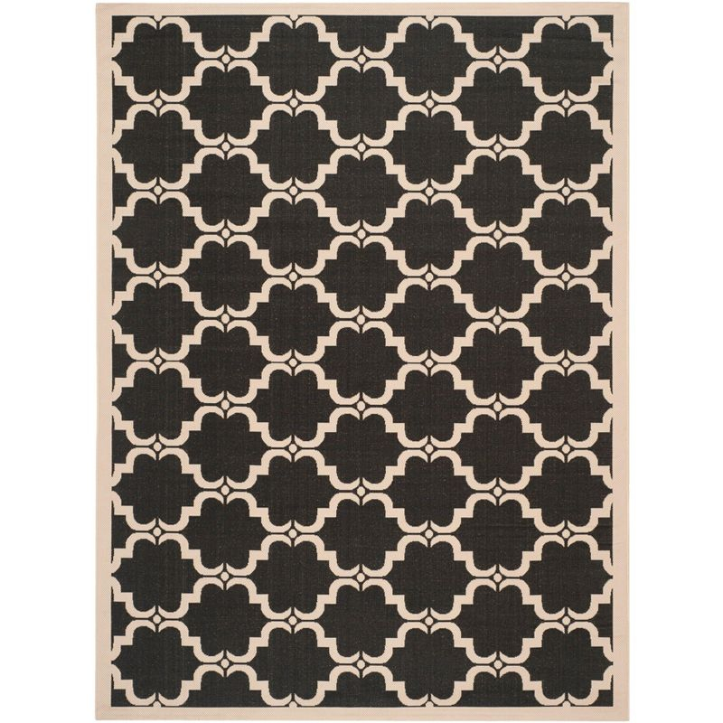 Courtyard CY6009 Power Loomed Indoor and Outdoor Area Rug - Black/Beige - 9'x12' - Safavieh