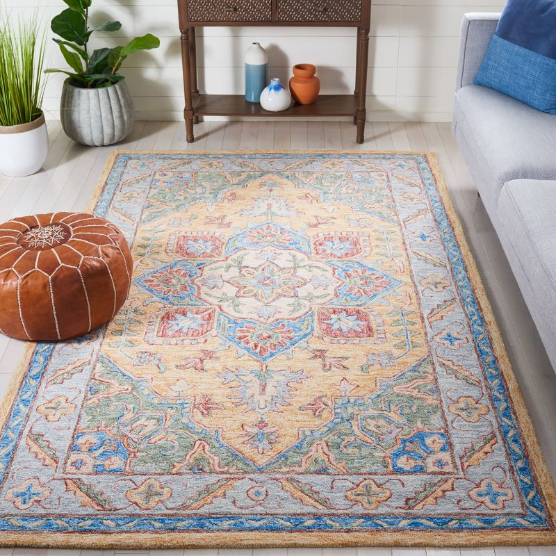 Metro MET352 Hand Tufted Indoor Accent Rug - Yellow/Rust - 3'x5' - Safavieh