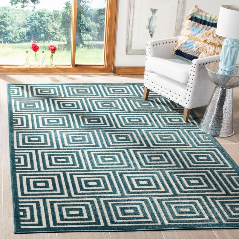 Cottage COT941 Loomed Indoor Area Rug - Cream/Turquoise - 6'7"x9'6" - Safavieh
