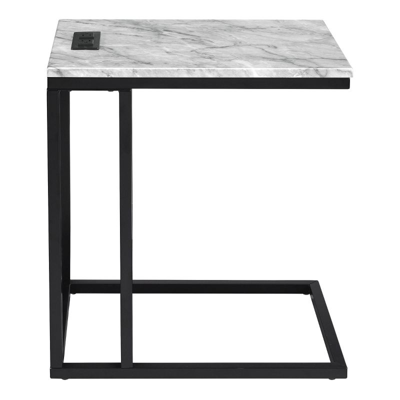 Norwich C Table with Power Port Black/White - OSP Home Furnishings: Side Service, Steel Frame, MDF Top
