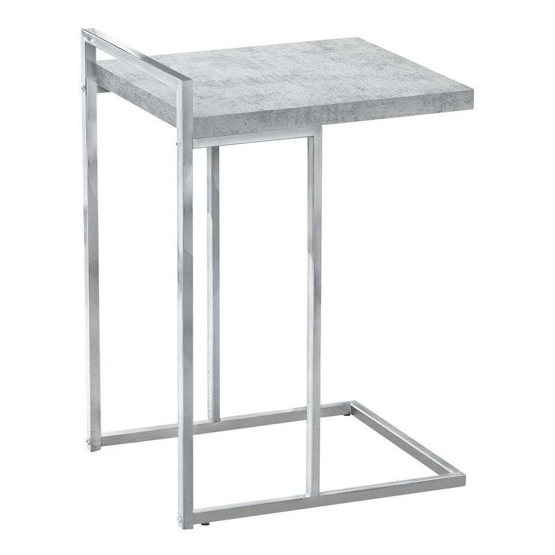 Monarch Specialties Accent Table C-Shaped End Side Snack Living Room Bedroom Metal Laminate Grey Chrome Contemporary Modern