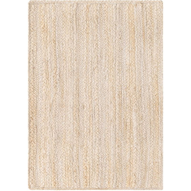 Unique Loom 2'x3' Braided Jute Dhaka White Indoor Area Rug