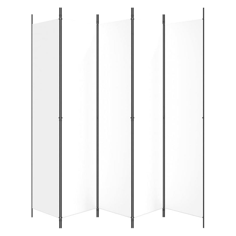 vidaXL 5-Panel Room Divider White 98.4"x86.6" Fabric
