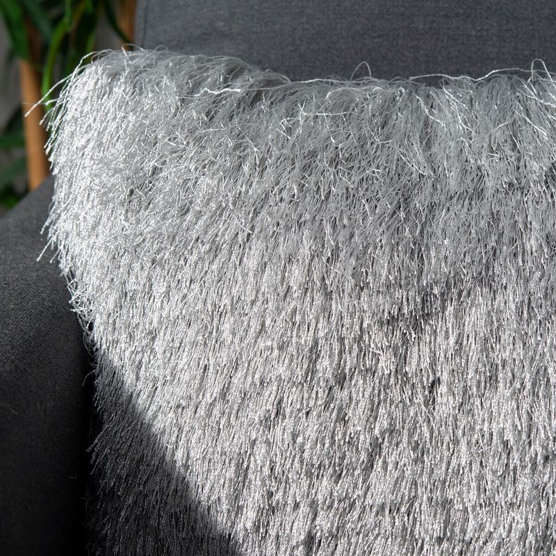 Chic Shag Pillow - Silver - 20"X20" - Safavieh