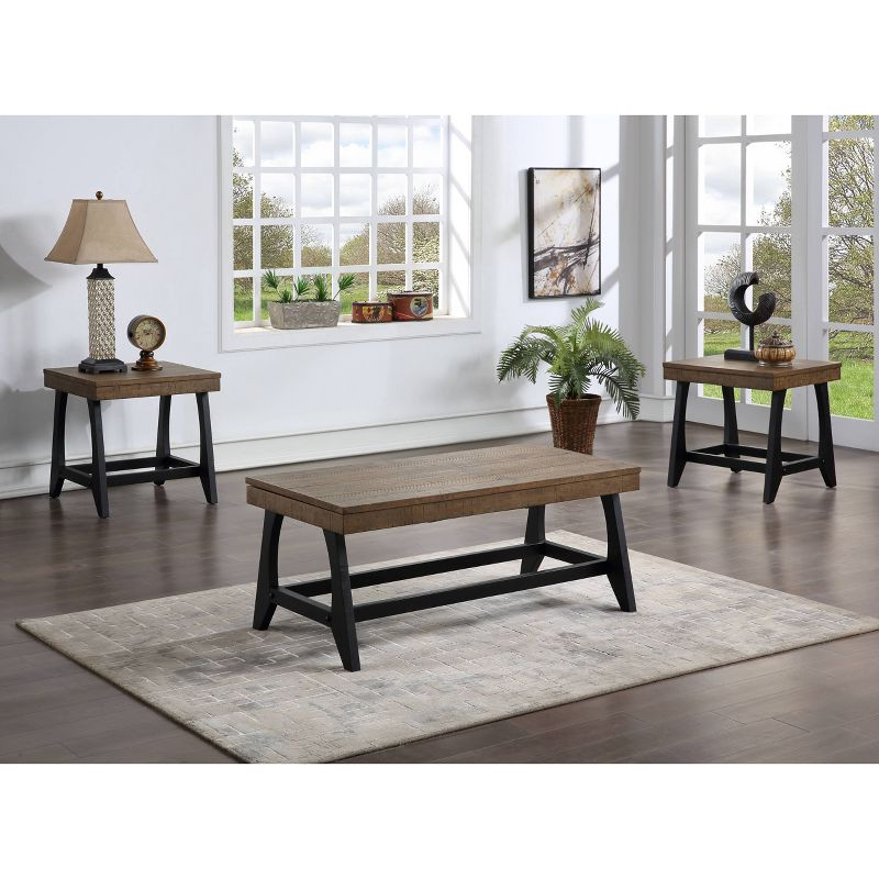 3pc Ralston Occasional Set Caramel/Black - Steve Silver Co.: Lift-Top Table, Nesting End Tables