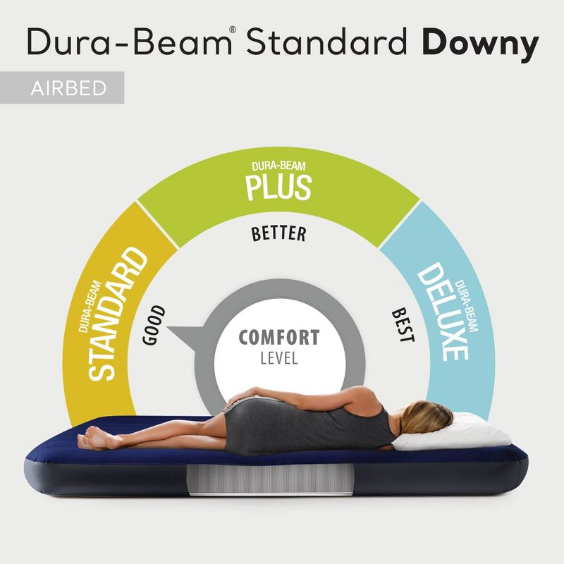 Intex 80 x 60 x 10 Inch Dura-Beam Fiber-Tech Vinyl Standard Downy Air Mattress with Plush Top and 2-in-1 Valve, Queen (Pump Not Included)