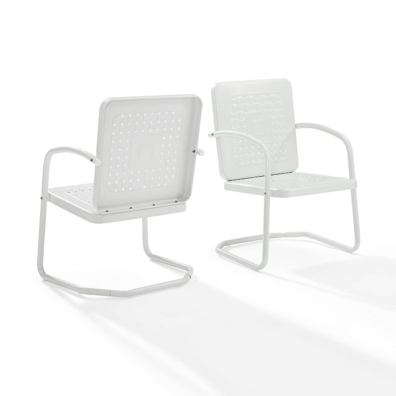 Crosley 2pk Bates Outdoor Steel Arm Chairs White: Vintage Style, Powder-Coated Finish, UV & Weather Resistant