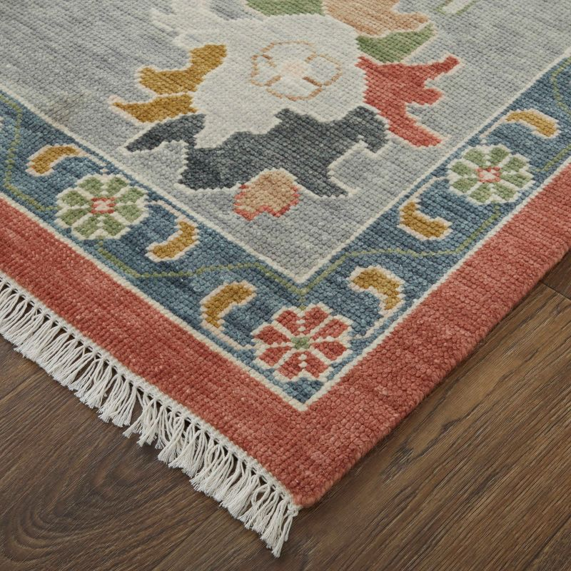 Karina Transitional Floral & Botanical Red/Gray/Ivory Area Rug