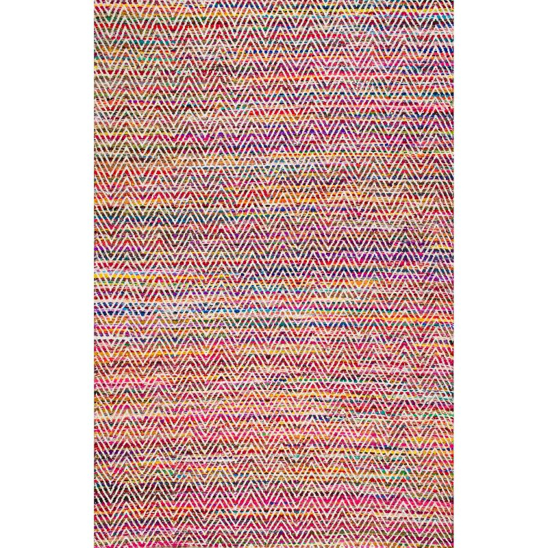 3'x5' Hand Woven Chevron Rochell Area Rug Magenta - nuLOOM: Flatweave, Contemporary, Indoor, Polyester & Cotton