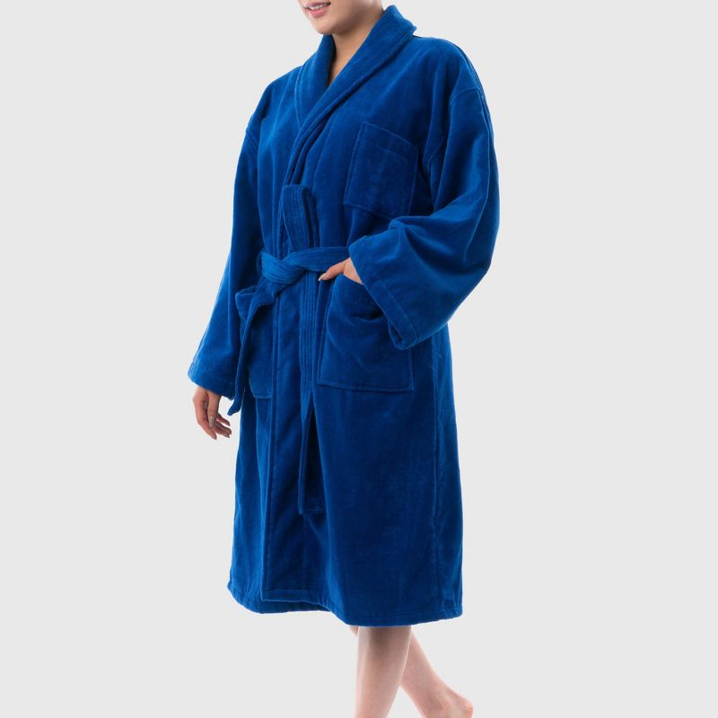 Alpine Swiss Blair Womens Cotton Terry Cloth Bathrobe Shawl Collar Velour Spa Robe BLU SM