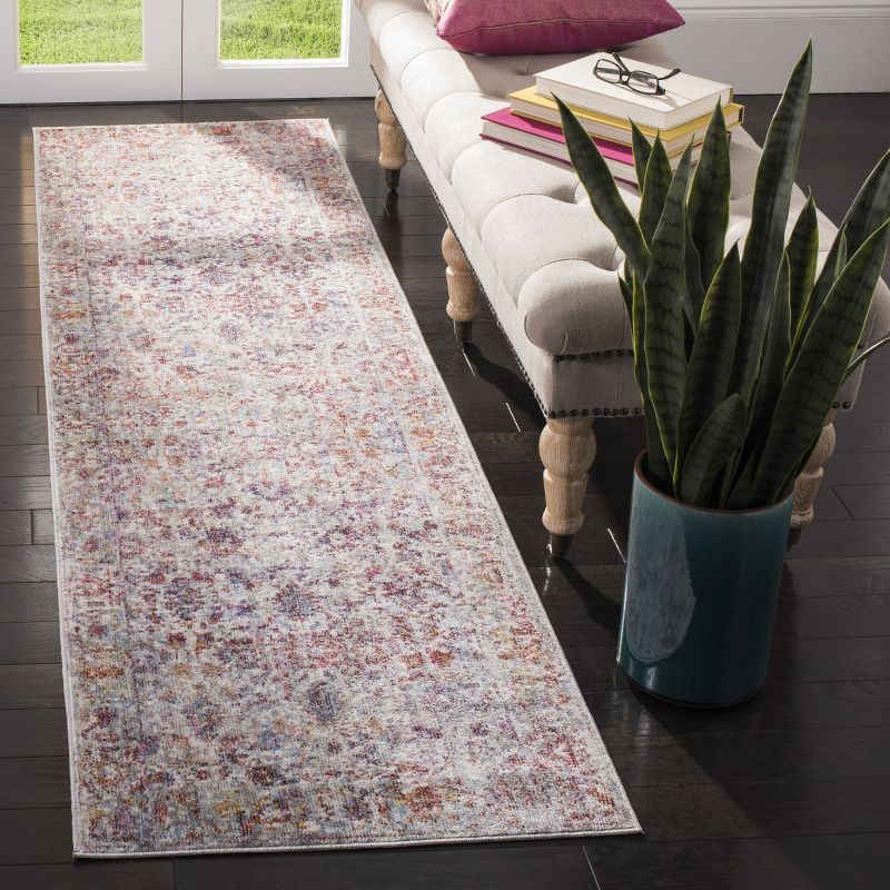 Valencia VAL168 Power Loomed Indoor Runner - Grey/Red - 2'3"x8' - Safavieh
