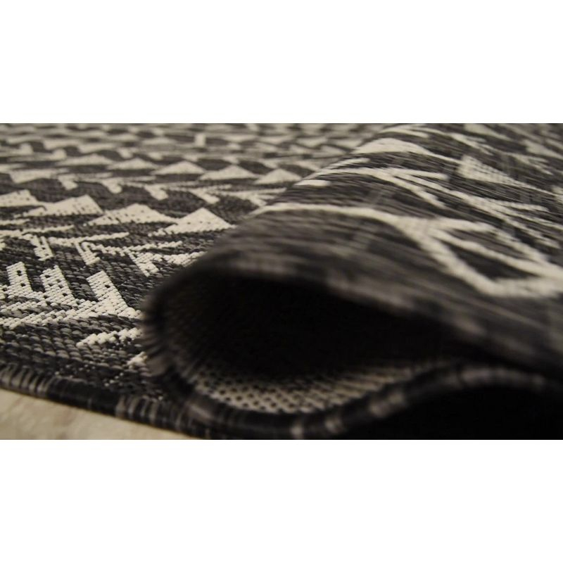 4'x6' Tokay Bohemian Geometric Indoor/Outdoor Area Rug, Black/Ivory - JONATHAN Y