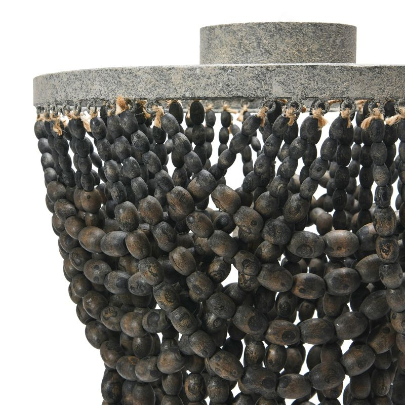 Storied Home 2-Tier Draped Wood Bead Semi-Flush Mount Ceiling Light Dark Gray: Brushed Metal, ETL & UL Listed