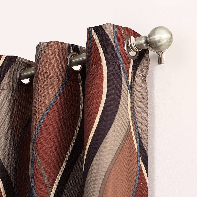 48"x95" No. 918 Semi-Sheer Intersect Ogee Wave Print Grommet Curtain Panel Paprika: Modern Light Filtering Polyester
