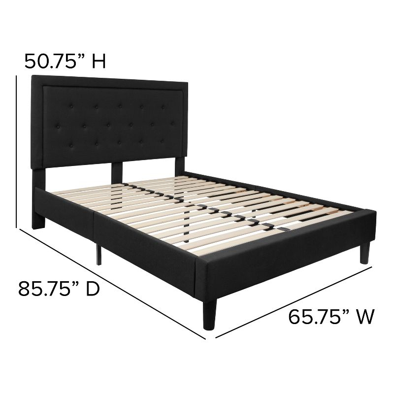 Flash Furniture Roxbury Queen Size Tufted Upholstered Platform Bed in Black Fabric
