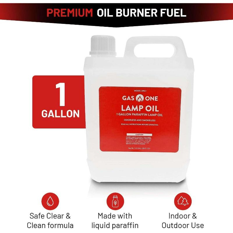 GasOne 1 Gallon Liquid Paraffin Lamp Oil – Multifunctional Lamp Oil Smokeless Odorless Indoor Ideal for Lamps, Lanterns, Tiki Torch – Safe Packaging