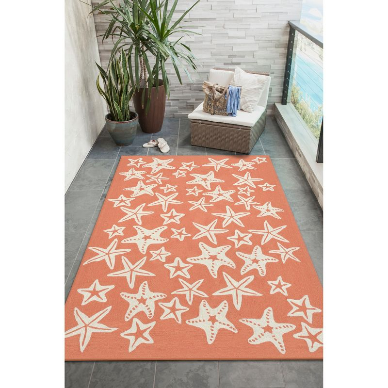Liora Manne Capri Starfish Indoor/Outdoor Rug Coral 5' x 7'6"