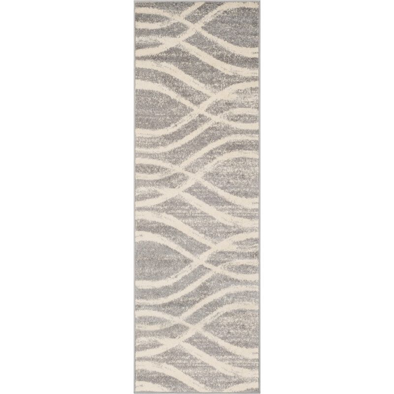 Adirondack ADR125 Non-Shedding Power Loomed Indoor Runner Rug - Grey/Cream - 2'6"x16' - Safavieh
