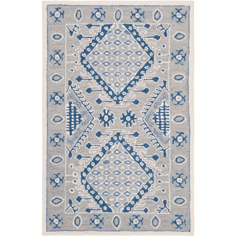 Micro-Loop MLP511 Hand Tufted Accent Rug - Light Grey/Blue - 2'6"x4' - Safavieh.
