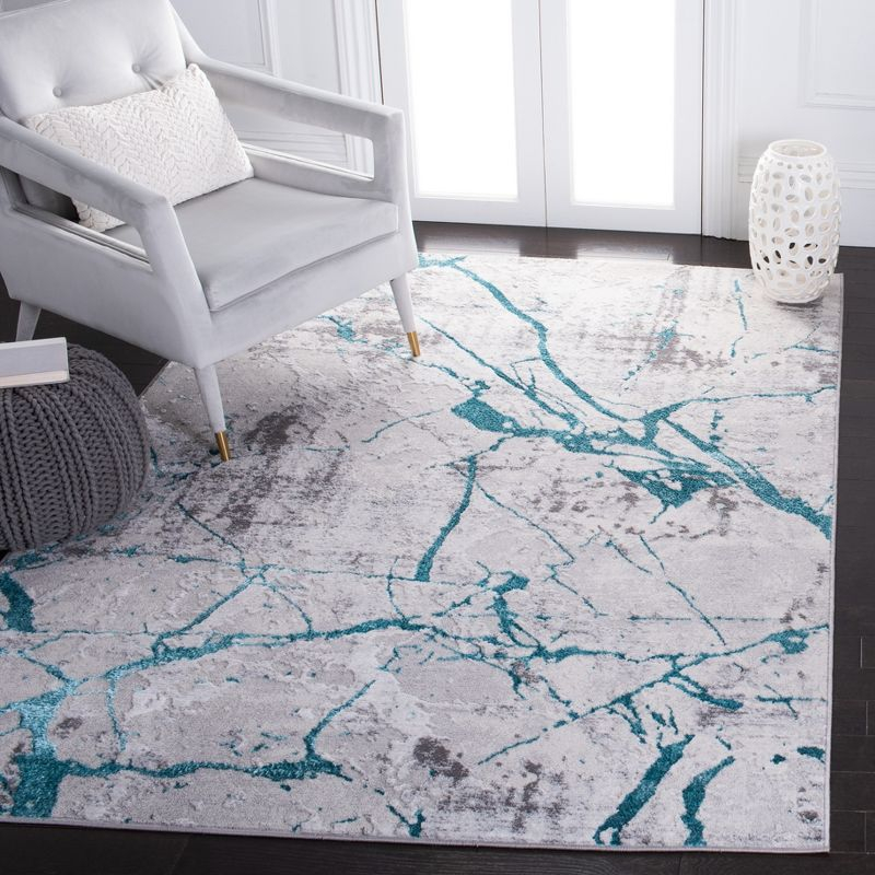 Amelia ALA293 Power Loomed Indoor Area Rug - Grey/Aqua - 8'x10' - Safavieh