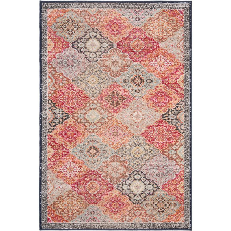 Montage MTG281 Power Loomed Indoor/Outdoor Area Rug - Red/Aqua - 5'1"x7'6" - Safavieh.