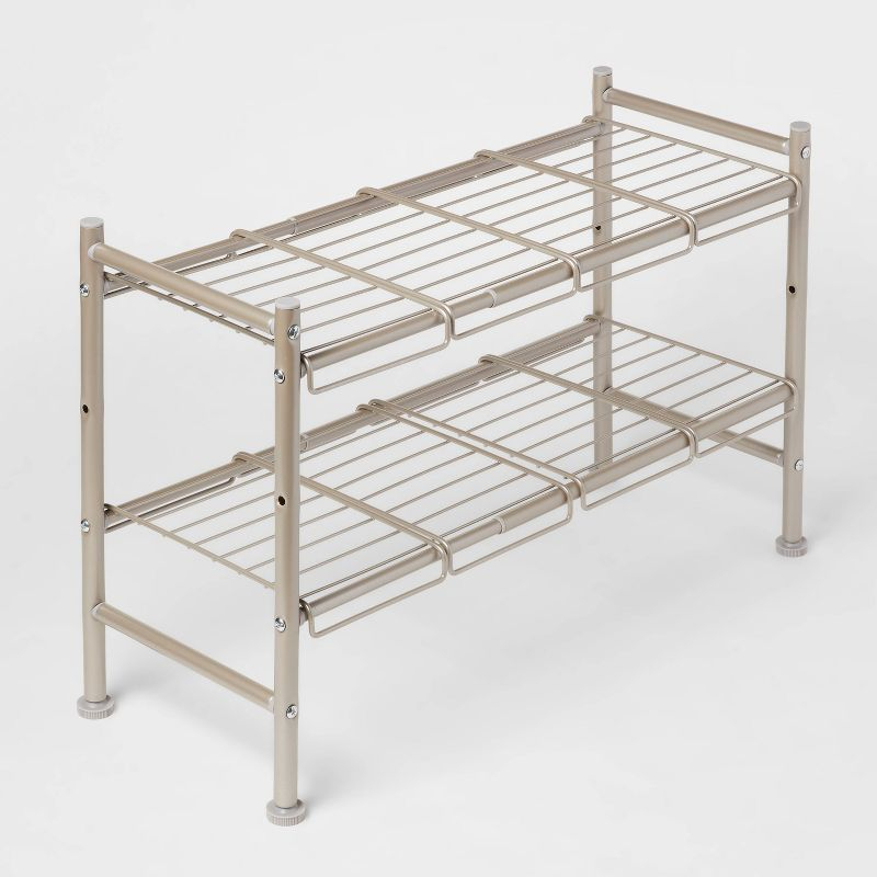 Under the Sink Expandable Brushed Nickel - Brightroom™: 2-Tier, Powder-Coated Steel, Open Wire Shelf Organizer